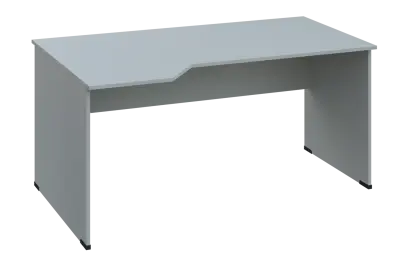 EZL 18 - 164 stůl kancelářský, rohový, levý, dřevěná podnož, deska 18 mm, široký 1600 mm, šedá